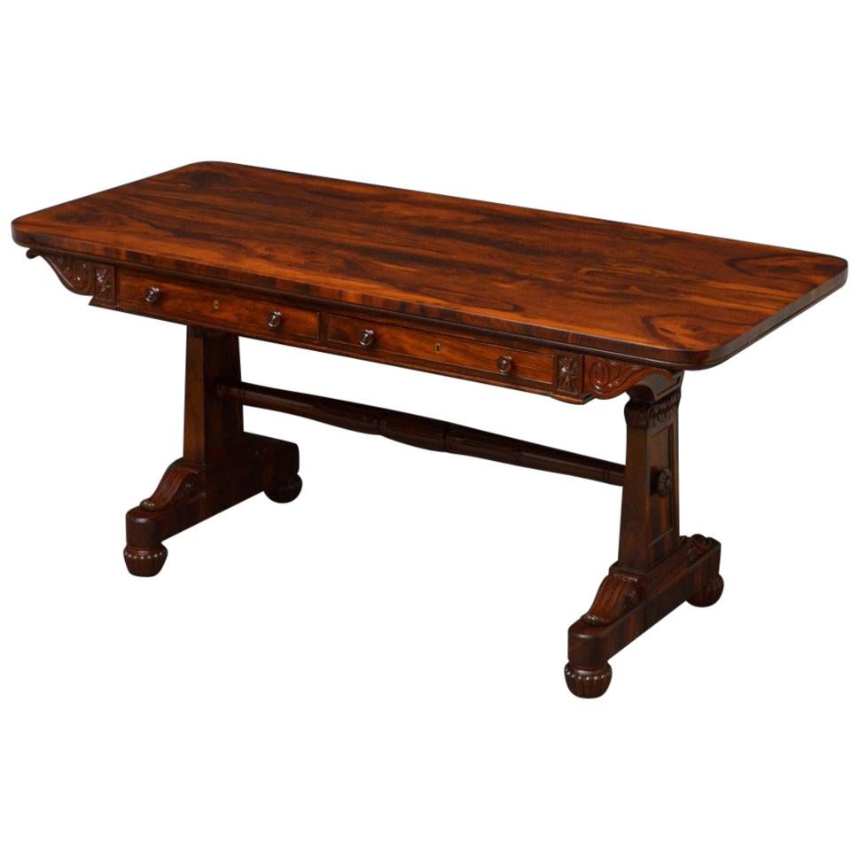 Exceptional Regency Goncalo Alves Library Table in the Manner of Gillows