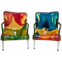 Pair of Pepe Tanzi Postmodern Italian Resin Armchairs "Chaos" for Biesse, 1990s