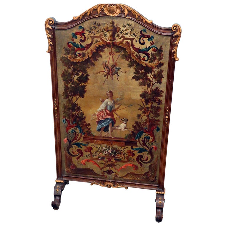 Regency Style Oil Painted Screen For Sale at 1stDibs