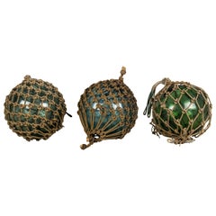 Set of 3 Glass Japanese Fishing Net Floats