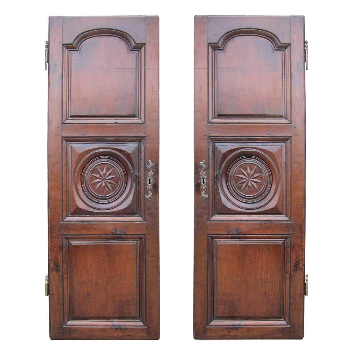 Pair of 19th Century French Carved Armoire Doors with Star