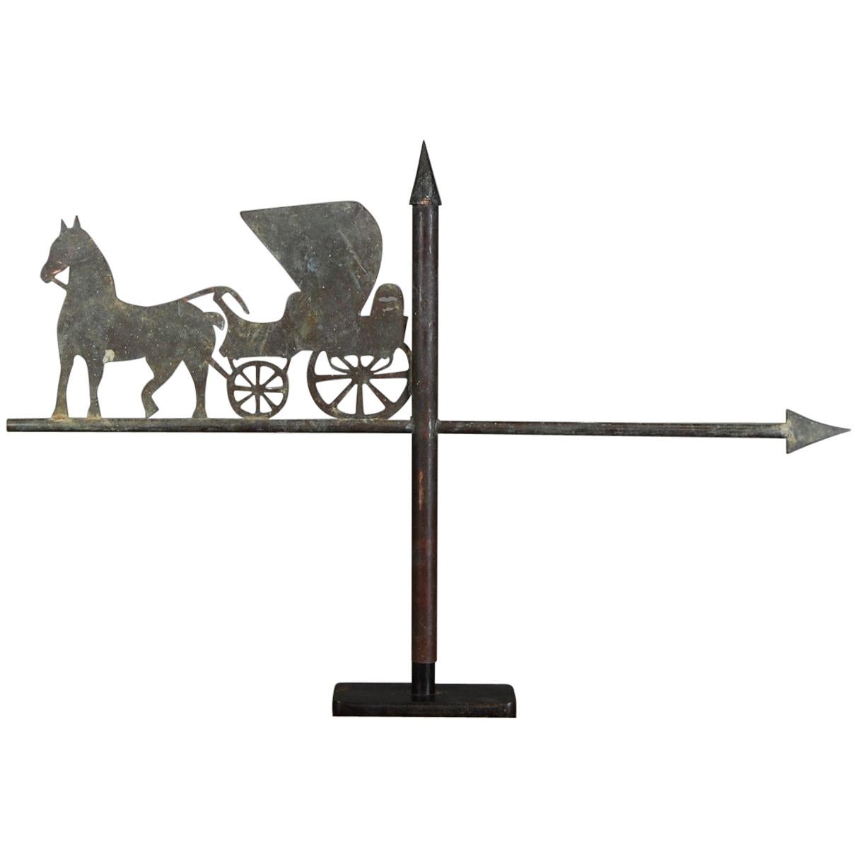 Early 20th Century Folky Horse and Carriage Weathervane