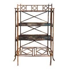 19th-20th Century Chinese Chinoiserie Bamboo Bookcase with Inlay, circa 1900