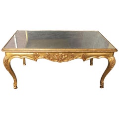 1920s French Giltwood and Antiqued Mirror Coffee Table