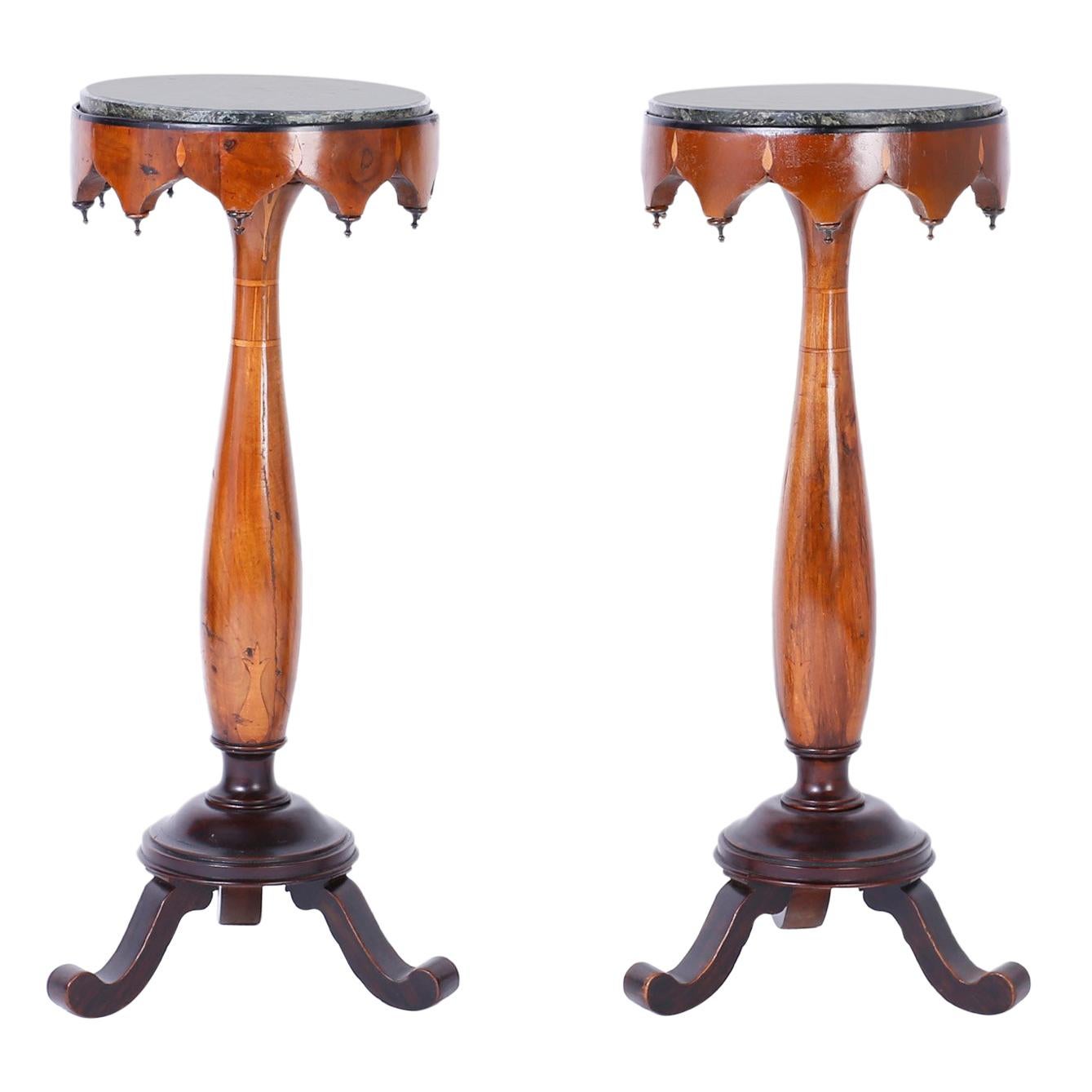 Pair of Antique Italian Marble Top Pedestals