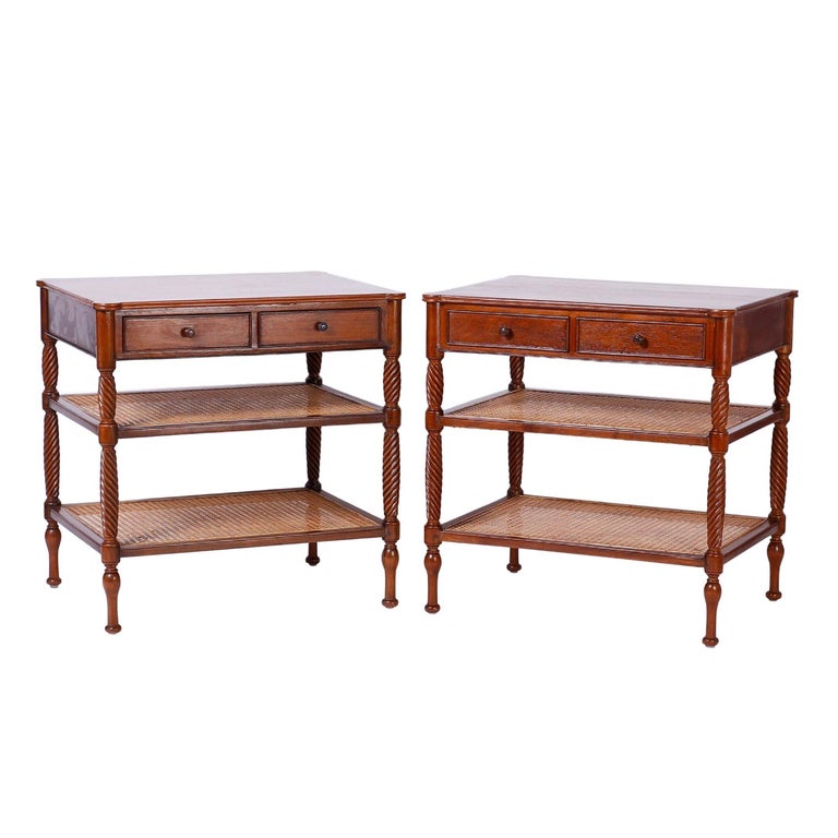 Pair of British Colonial Style Nightstand or End Tables at 1stDibs