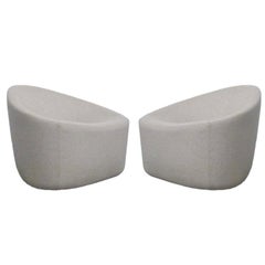 Stunning Pair of Sculptural Zanotta Italian Modernist Upholstered Lounge Chairs