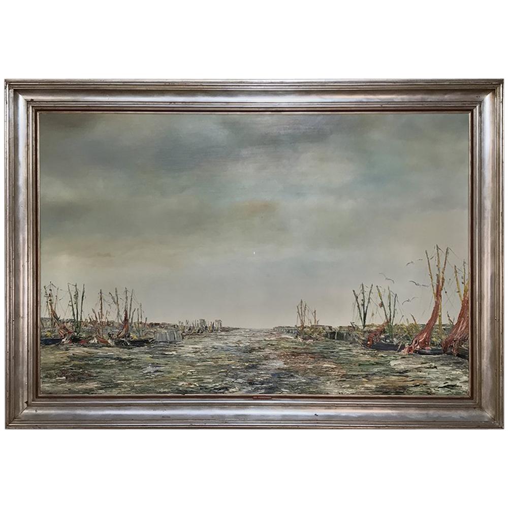 Midcentury Framed Oil Painting on Canvas by Rik Versonnen