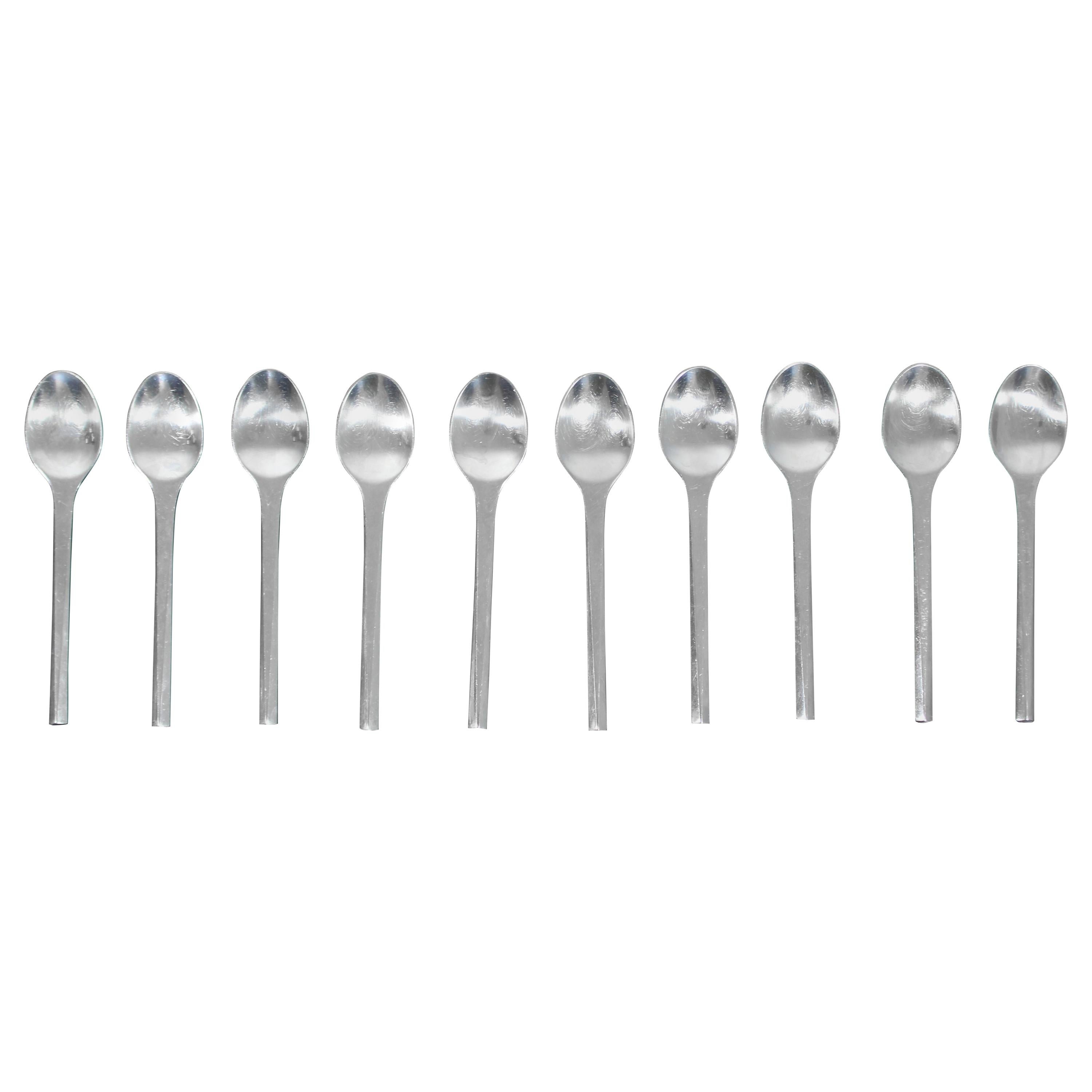Mid-Century Modern Georg Jensen Prism Flatware Stainless Steel Spoons Denmark