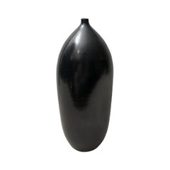 Tall Ceramic Double Dent Bottle Vase with Black Lustre Glaze by Sandi Fellman