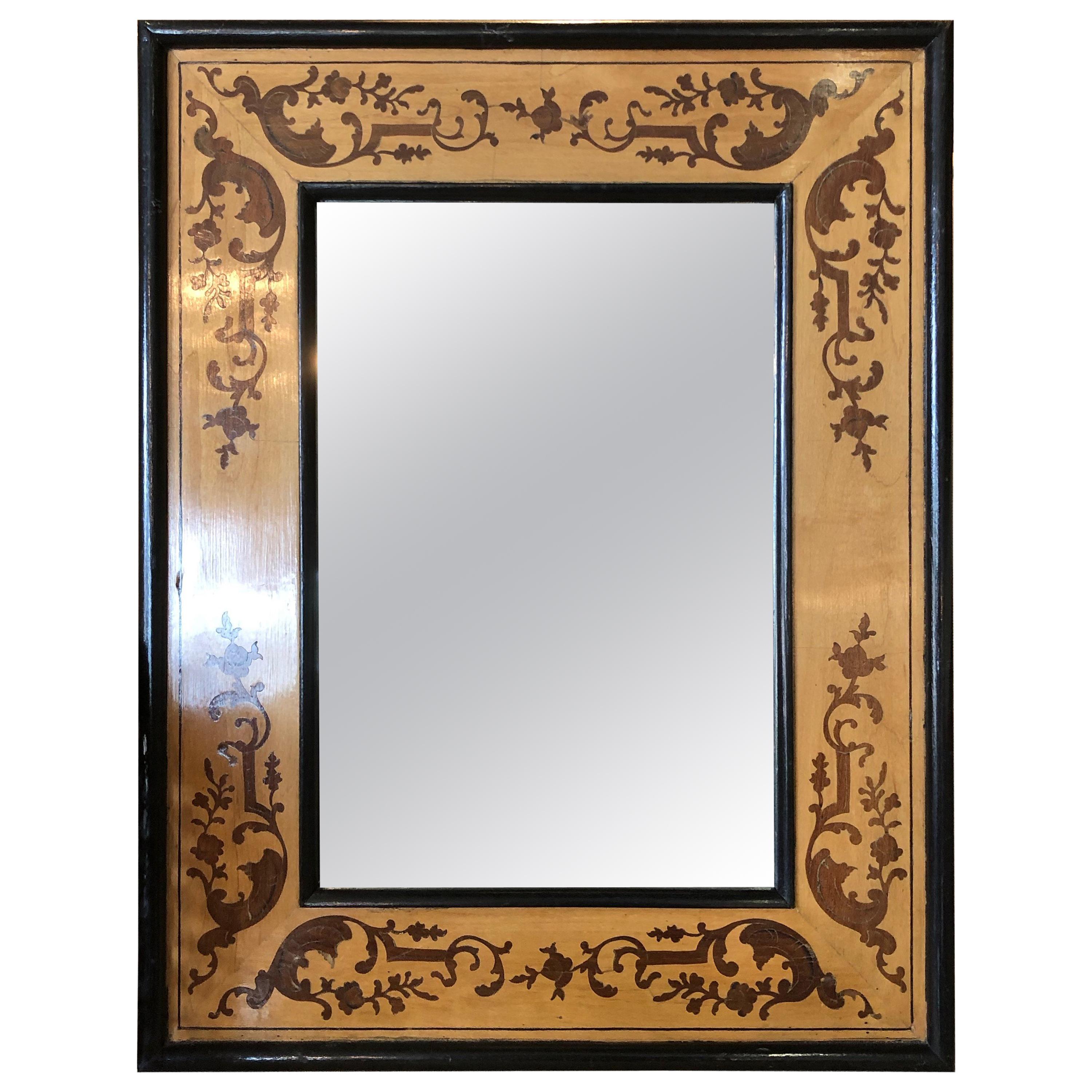 Mirror with Inlaid Design For Sale