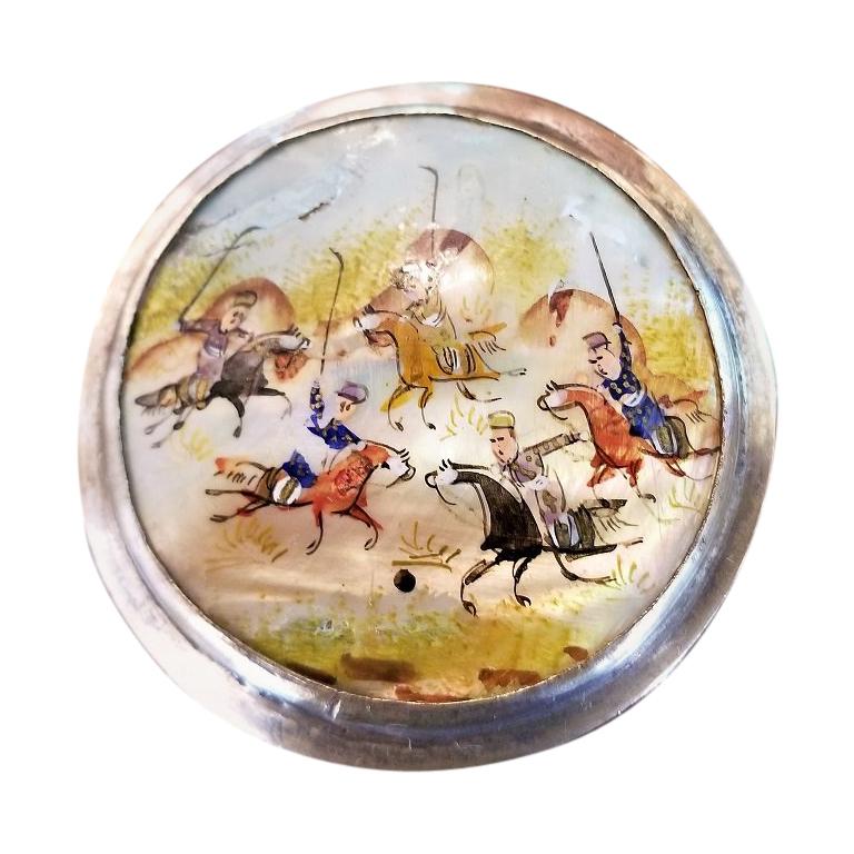 19 Century Indo-Persian Pill Box Featuring a Polo Game