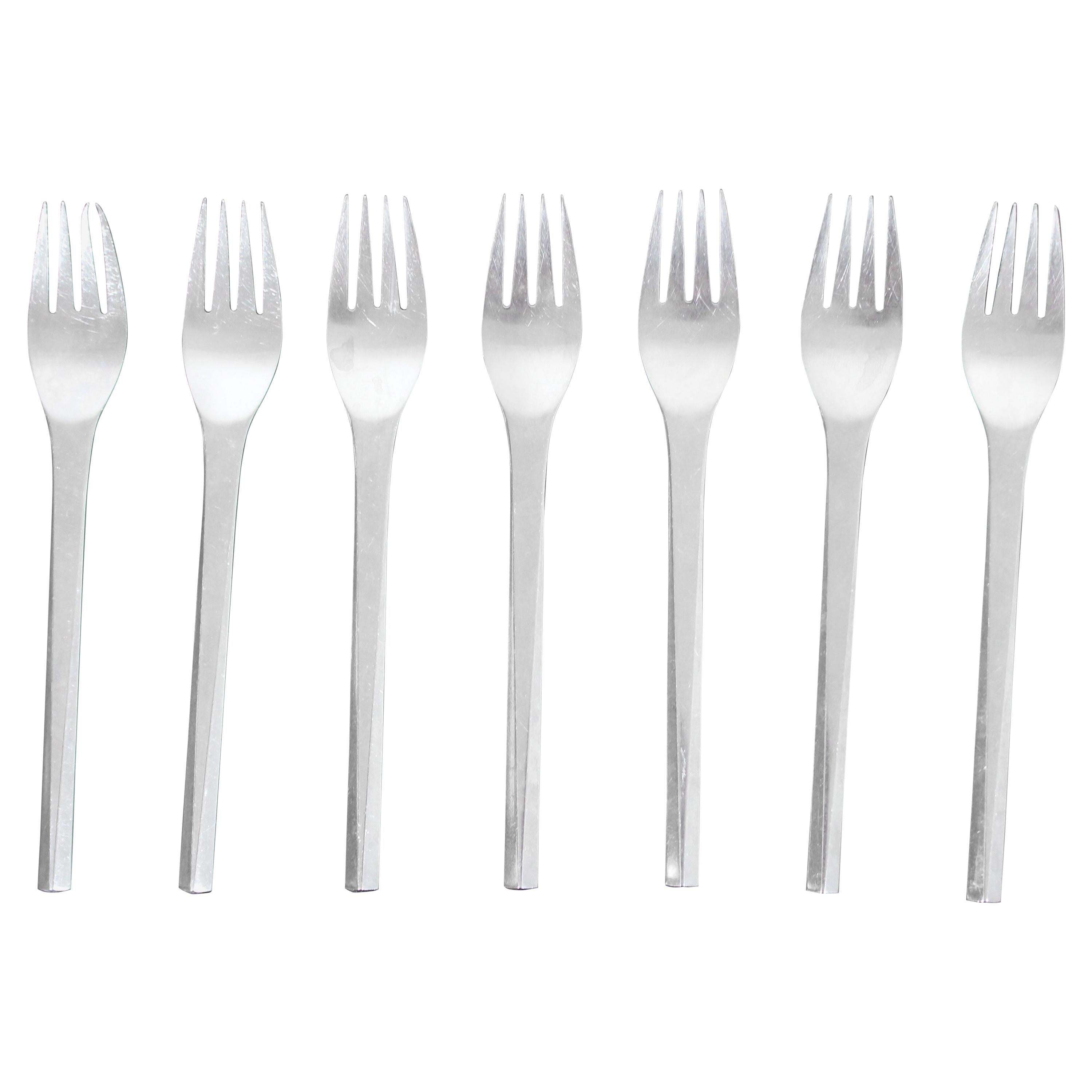 Mid-Century Modern Georg Jensen Prism Flatware Set Stainless Steel Forks Danish