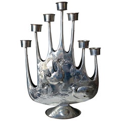 Brutalist Tin Candelabra by Artist Gene Byron, circa 1965