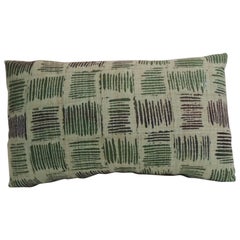 Vintage Hand Blocked Green and Brown Decorative Lumbar Pillow