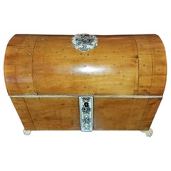 Anglo-Indian Vizagapatam Domed Sandalwood and Faux Ivory Stationery Box