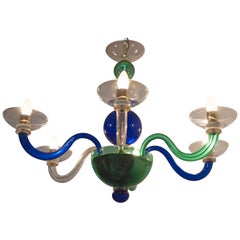 Multicolored Postmodern Murano Glass Chandelier by Sylcom, 1987