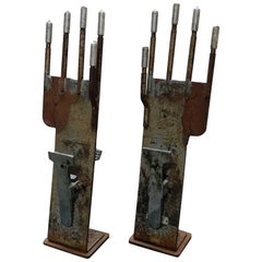 Antique French Pair of Glove Molds in Metal