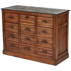 19th Century French Sideboard Chest of Drawers with Stone Top