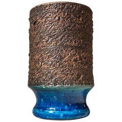 Midcentury Rimini Blue Stoneware Vase by Aldo Londi for Bitossi, 1960s
