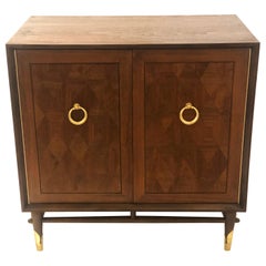 American Midcentury Brass and Walnut Cedar Cabinet
