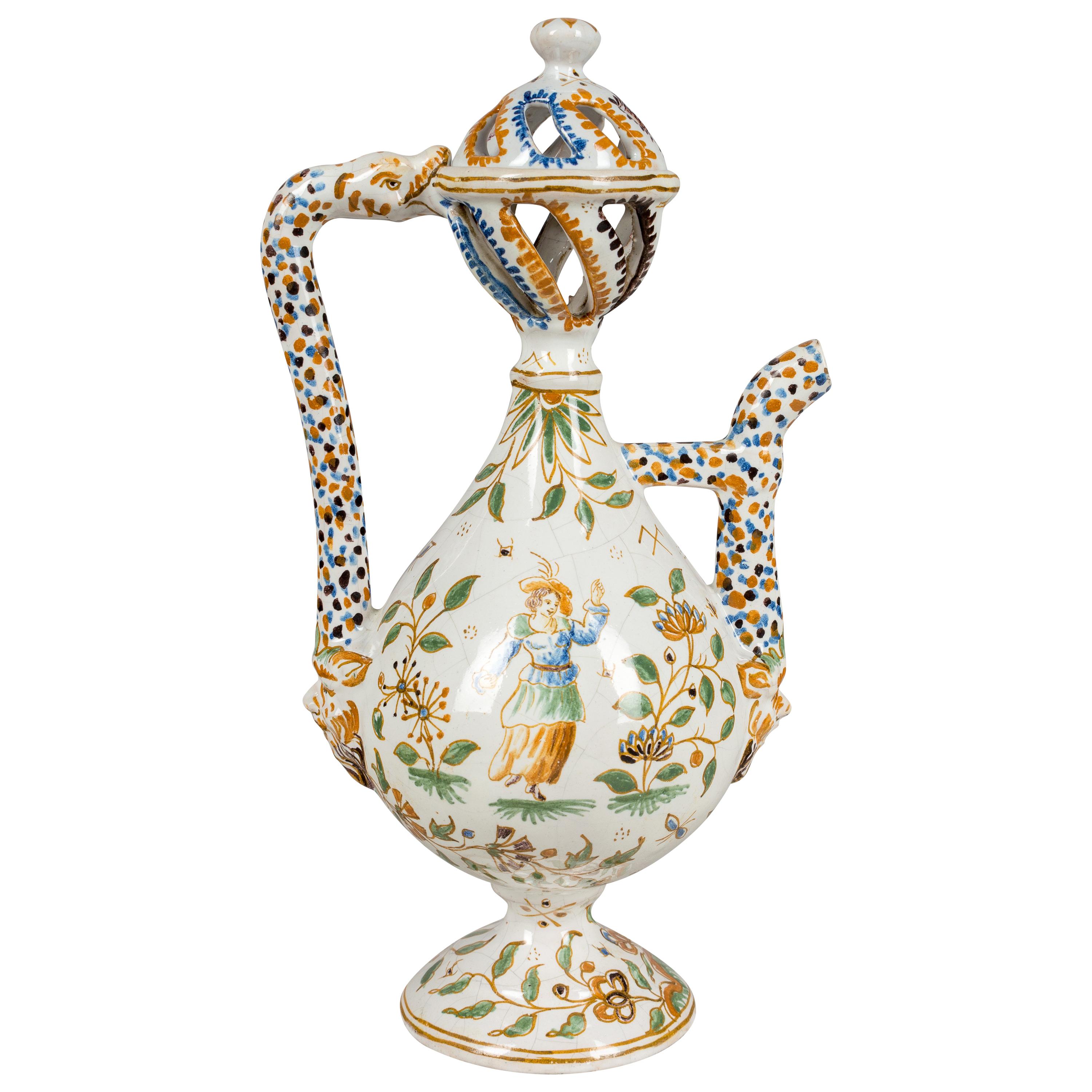 18th Century French Moustiers Faience Ewer