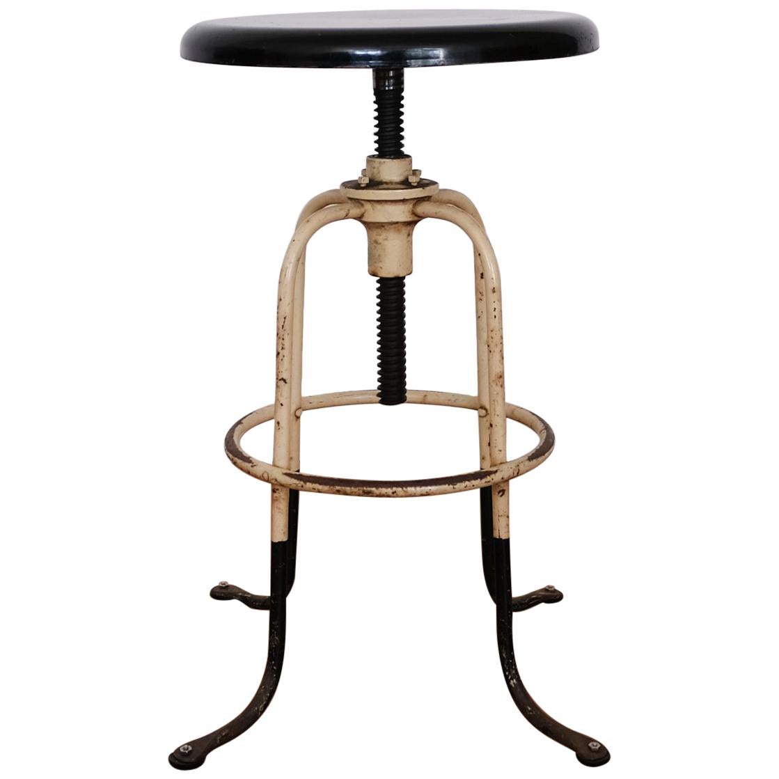 Early 1900s Adjustable Height Industrial Stool For Sale