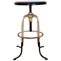 Early 1900s Adjustable Height Industrial Stool