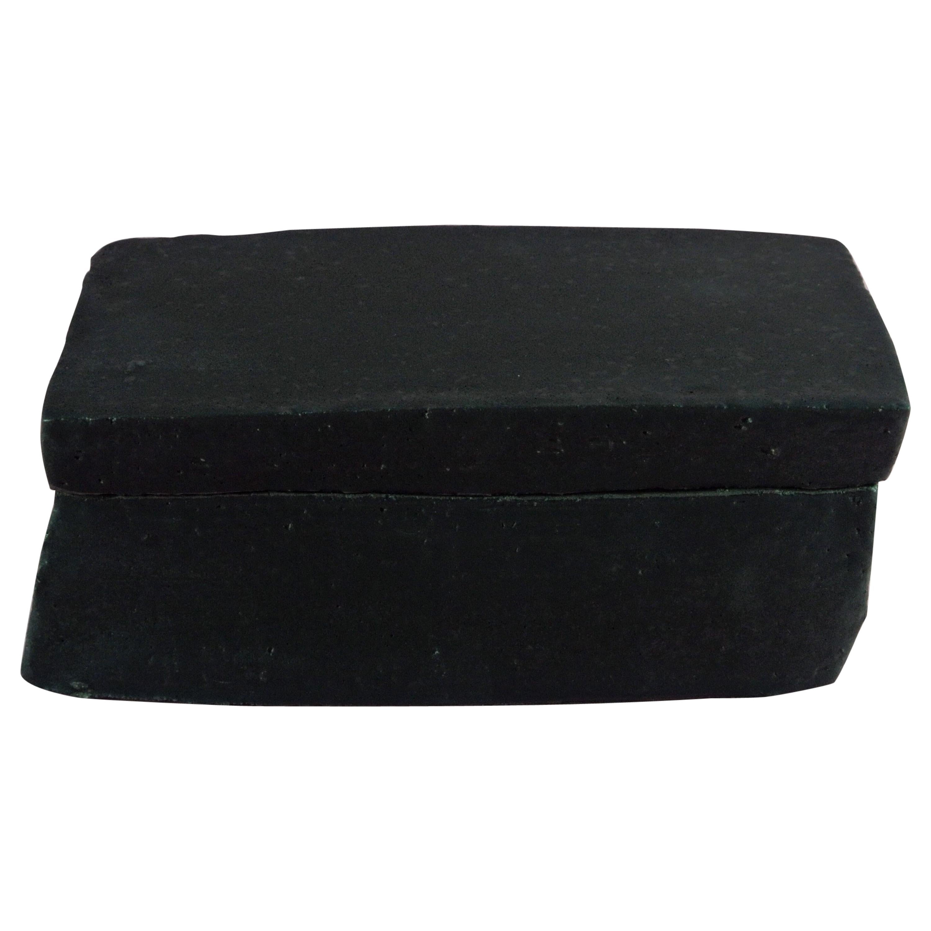 Black Stoneware Box with Lid and Black Matte Glaze For Sale