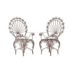 Pair of Salterini Iron Peacock Salesman Sample Chairs