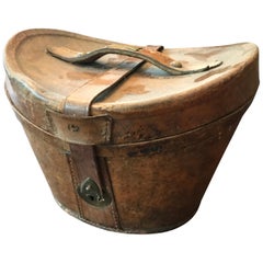 Hat Box Leather 18th Century Empty Red Velvet