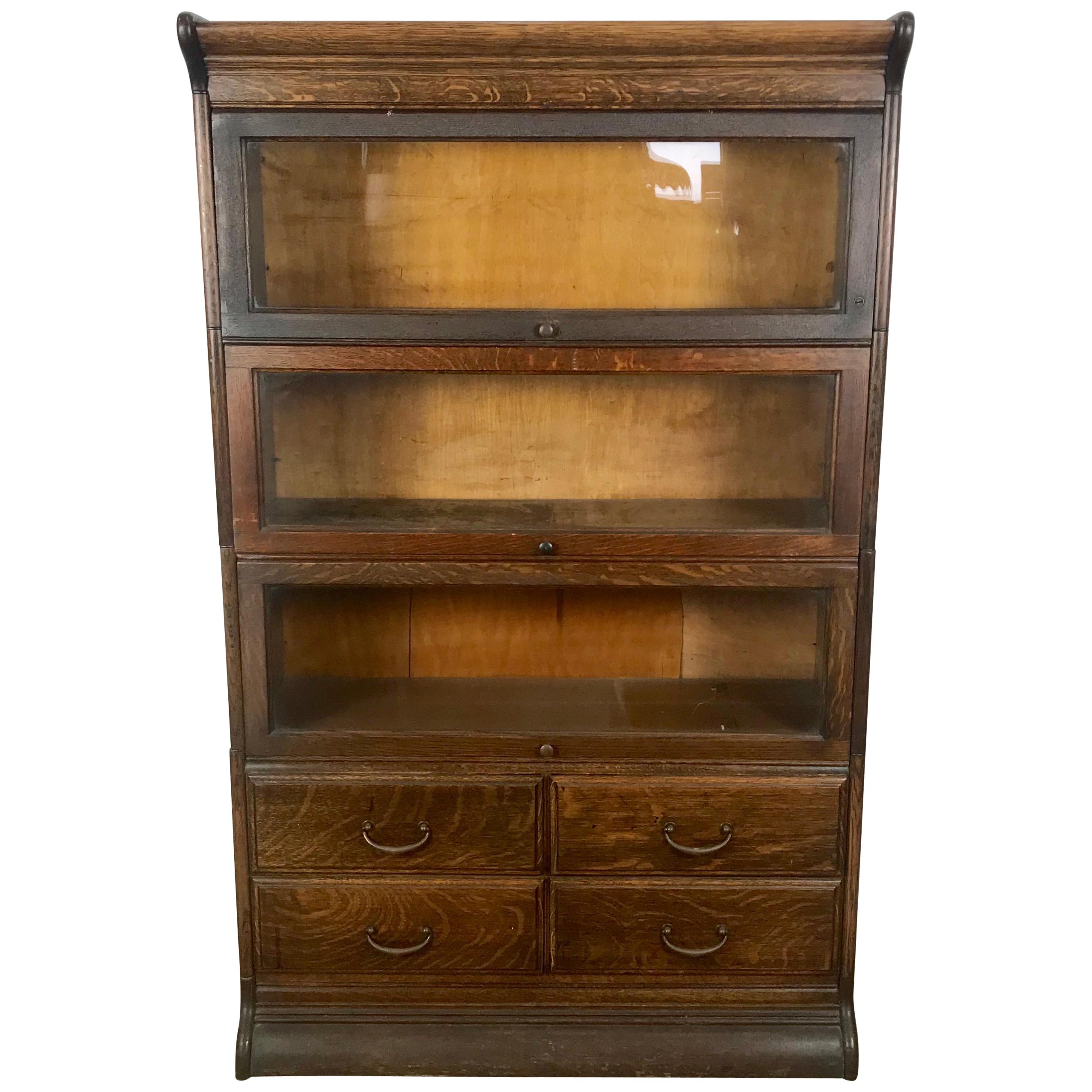 Antique Quarter Sawn Oak Stacking Lawyers Bookcase, Grand Rapids