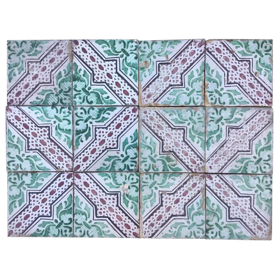 20th Century Italian Vintage Reclaimed Decorated Tiles, 1920s
