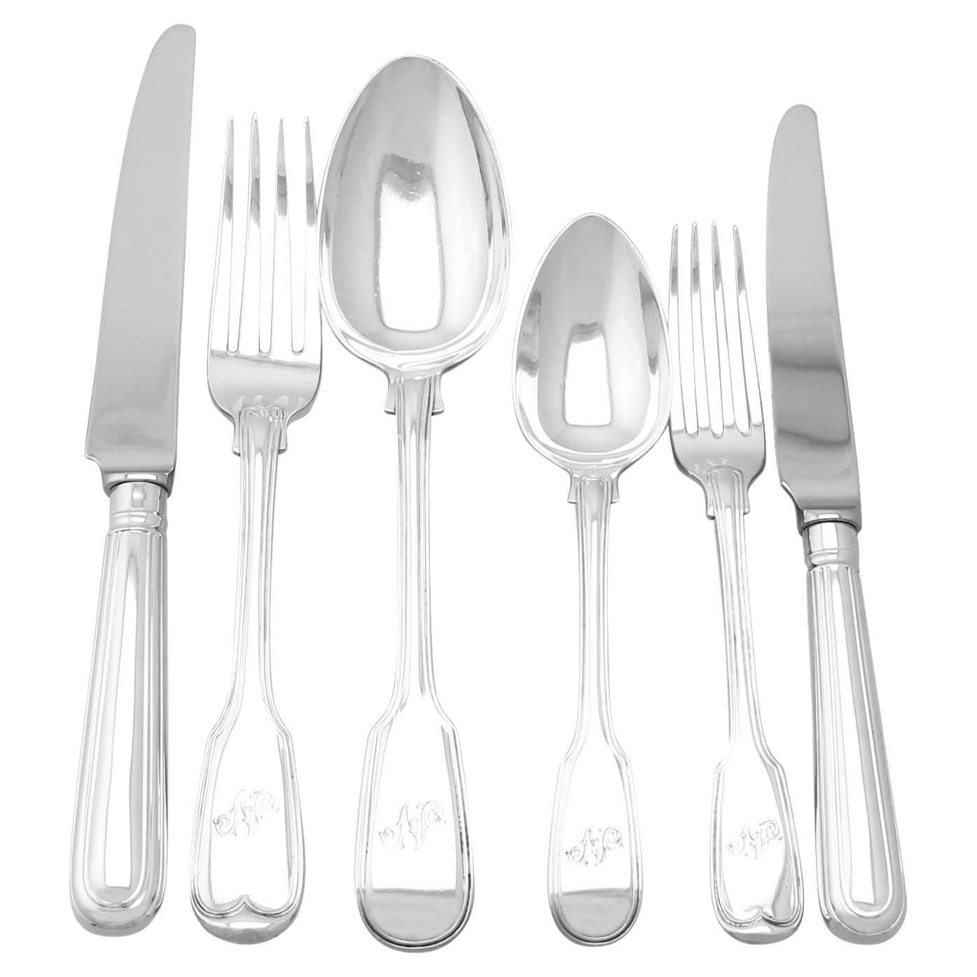 Antique Victorian Sterling Silver Canteen of Cutlery for Eight Persons