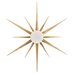 1 of 5 Starburst Brass and Glass Flush Mount in the manner of Angelo Lelli