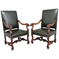 Pair of Early 19th Century Carved Walnut Armchairs