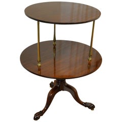 18th Century Georgian Mahogany Antique Two Tier Circular Occasional Lamp Table