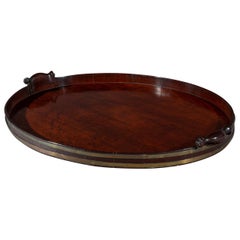 Grand Size 18th Century George III Brass Bound Mahogany Oval Tray