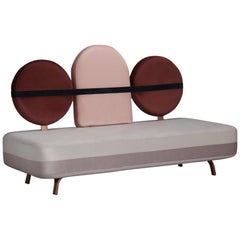 Jimi Sofa in Red, Pink and Grey Velvet and Upholstery