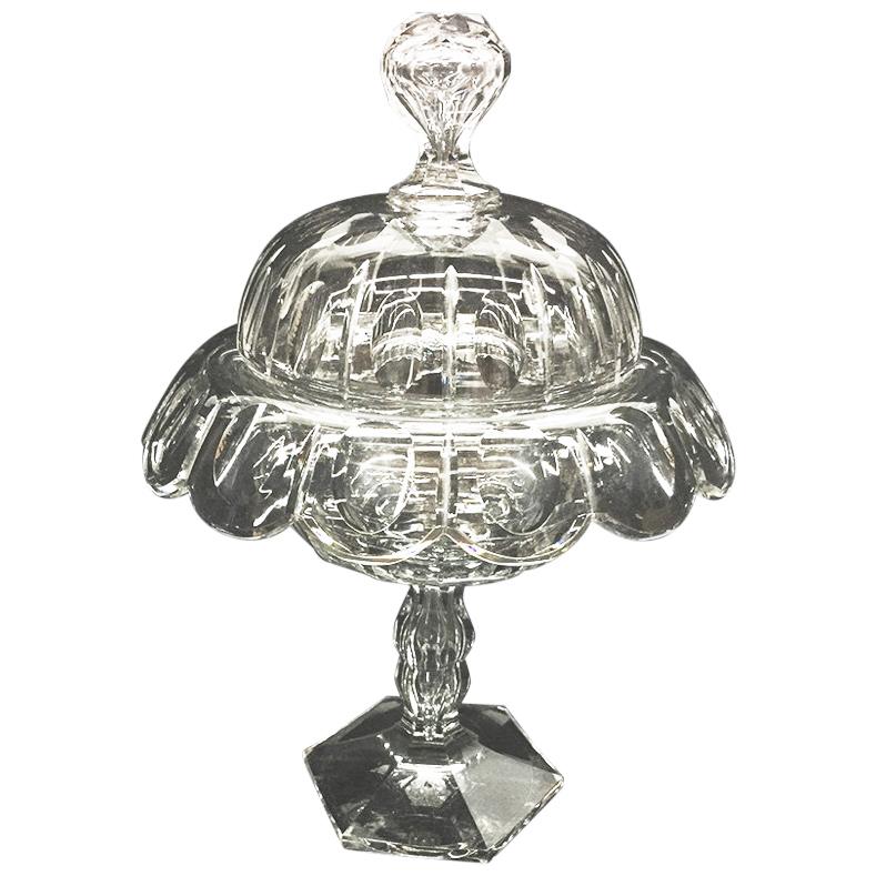 English 19th Century Crystal Lidded Coupe