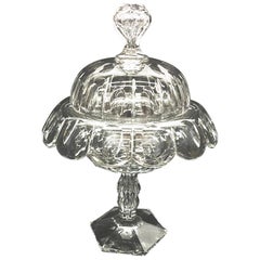 English 19th Century Crystal Lidded Coupe