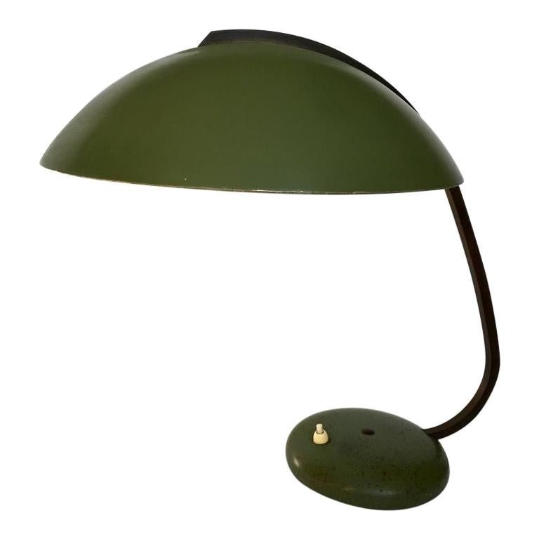 Bauhaus German Green Metal and Brass Desk Lamp, 1930s For Sale