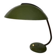 Bauhaus German Green Metal and Brass Desk Lamp, 1930s