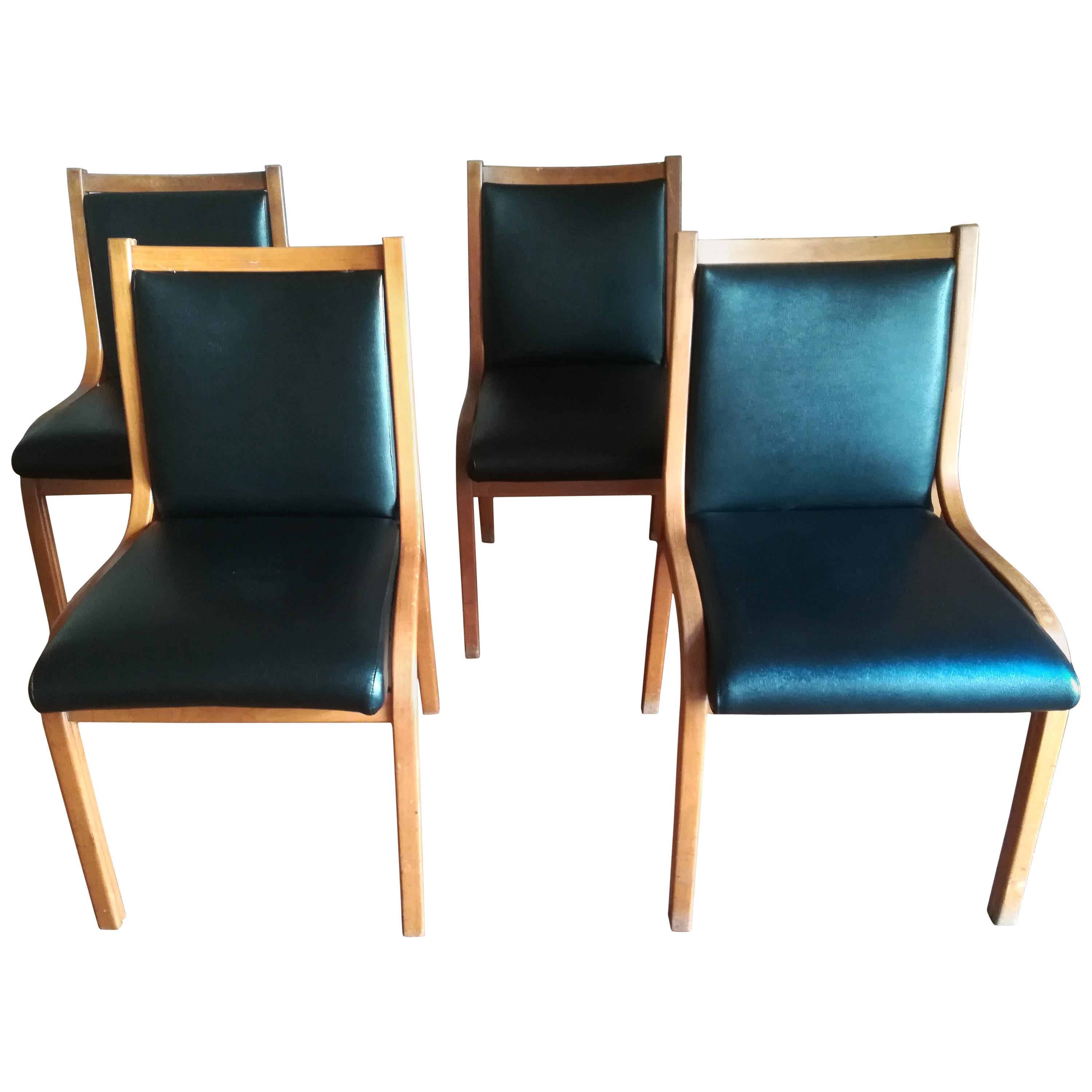 Architetti Associati Set of Four Bentwood Black 'Cavour' Dining Chairs, 1960s For Sale