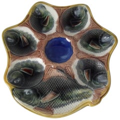 Adams & Bromley Majolica 6 Well Fish Oyster Plate