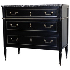 19th Century French Ebonised commode in the Louis XVI Taste