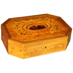 Antique George III Satinwood Octagonal Inlaid Box