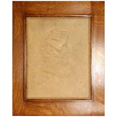 Mid-19th Century Plaster Portrait  Relief of Tudor Female in a Custom Oak Frame