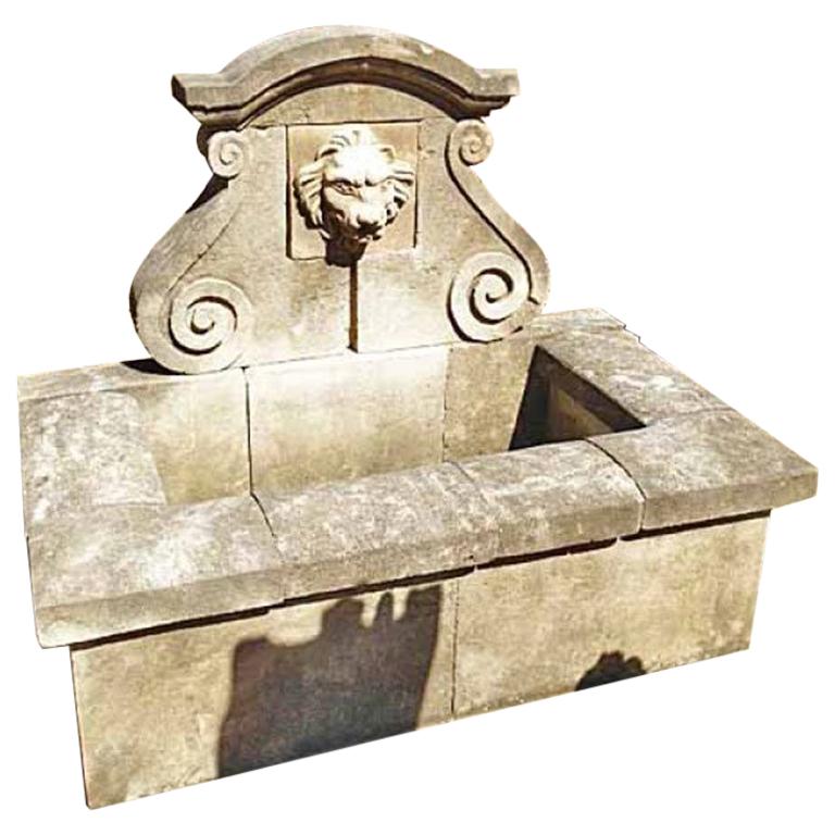 Hand Carved Limestone Wall Fountain