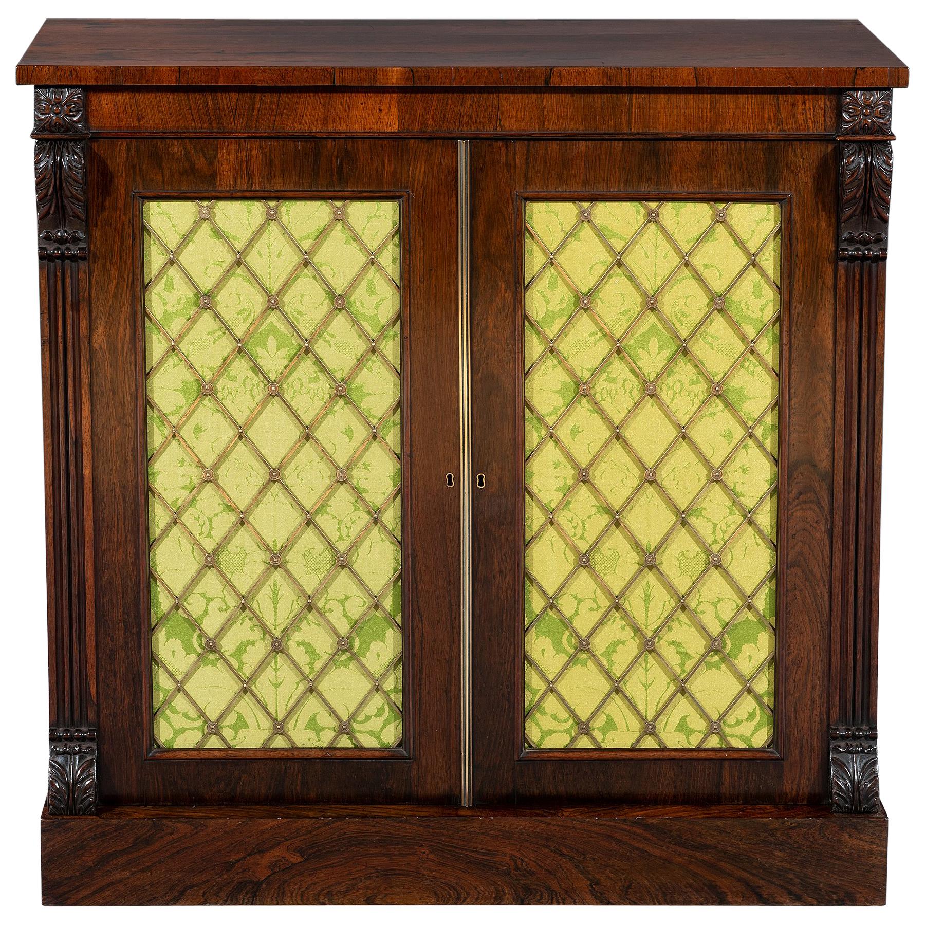 Regency Period 19th Century Rosewood Two-Door Side Cabinet For Sale
